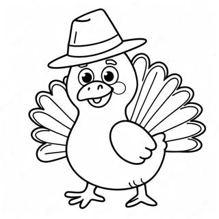 Adorable Turkey With Hat Coloring Page 56894-45014