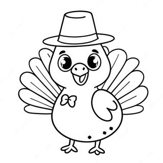 Adorable Turkey With Hat Coloring Page 56894-45015