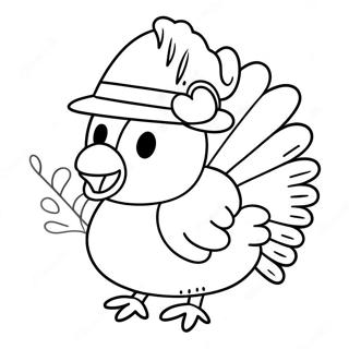 Adorable Turkey With Hat Coloring Page 56894-45016