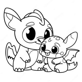 Page À Colorier Les Amis Mignons Stitch Et Toothless 57004-45109