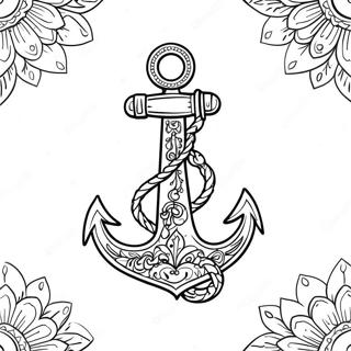 Elegant Anchor With Floral Designs Coloring Page 57054-45149