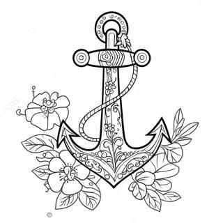 Elegant Anchor With Floral Designs Coloring Page 57054-45151