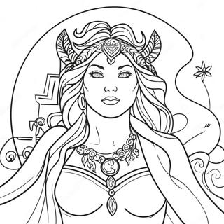 Mystical Wiccan Goddess Coloring Page 57184-45238