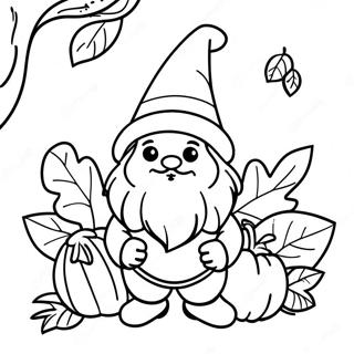 Fall Gnome With Pumpkin Coloring Page 5720-4550