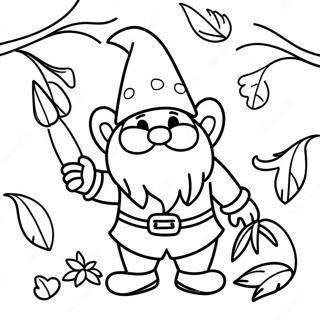 Cheerful Fall Gnome Coloring Page 5721-4569