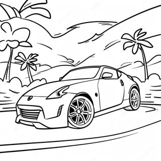 Page À Colorier De La Scène De Course Nissan 370z 57374-45405