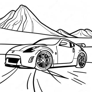 Page À Colorier De La Scène De Course Nissan 370z 57374-45407