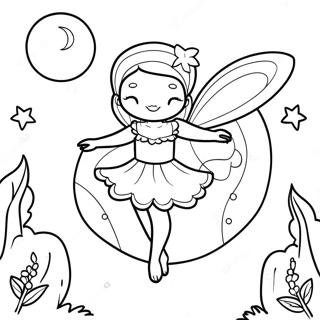 Enchanting Moon Fairy Dancing In The Night Coloring Page 57384-45394