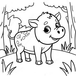 Cute Wild Boar In Forest Coloring Page 57494-45493