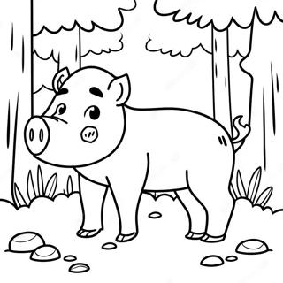 Cute Wild Boar In Forest Coloring Page 57494-45494