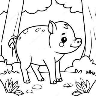 Cute Wild Boar In Forest Coloring Page 57494-45495