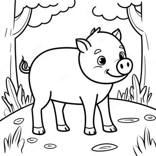 Cute Wild Boar In Forest Coloring Page 57494-45496