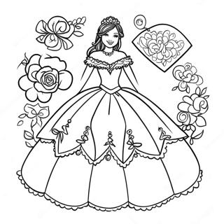 Elegant Quinceanera Celebration Coloring Page 57564-45549