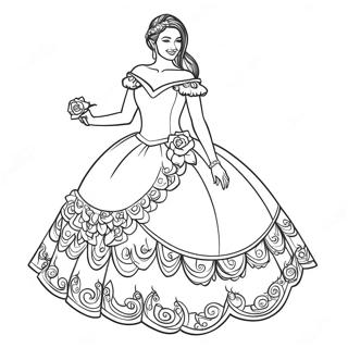 Elegant Quinceanera Celebration Coloring Page 57564-45551