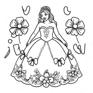 Elegant Quinceanera Celebration Coloring Page 57564-45552