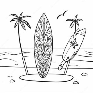 Colorful Surfboard On The Beach Coloring Page 57594-45577