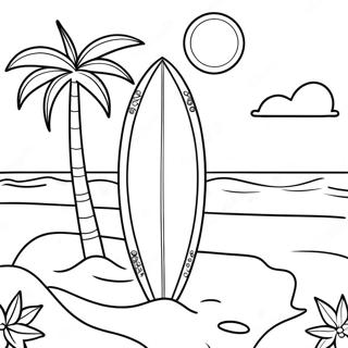 Colorful Surfboard On The Beach Coloring Page 57594-45578