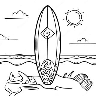 Colorful Surfboard On The Beach Coloring Page 57594-45579