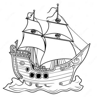 Colorful Pirate Ship At Sea Coloring Page 5771-4631