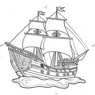 Colorful Pirate Ship At Sea Coloring Page 5771-4632