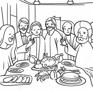 Colorful Wedding Feast With Jesus Coloring Page 57734-45741