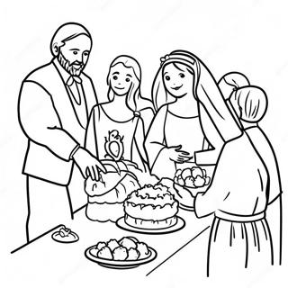 Colorful Wedding Feast With Jesus Coloring Page 57734-45742