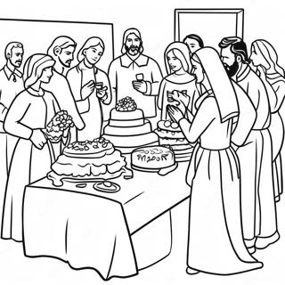 Colorful Wedding Feast With Jesus Coloring Page 57734-45743