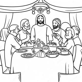 Colorful Wedding Feast With Jesus Coloring Page 57734-45744