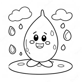 Cute Rain Drop With Smiling Face Coloring Page 57814-45737