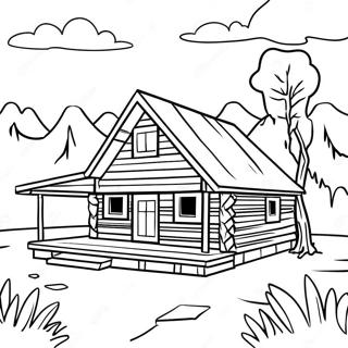 Log Cabin For Adults Coloring Pages