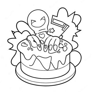 Colorful Superhero Cake Coloring Page 57974-45864