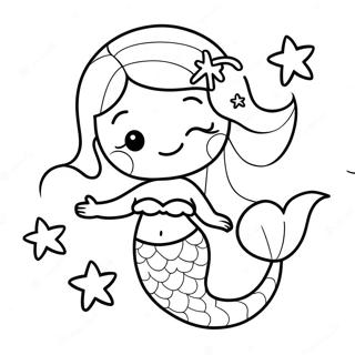 Cute Mermaid With Starfish Coloring Page 58304-46129