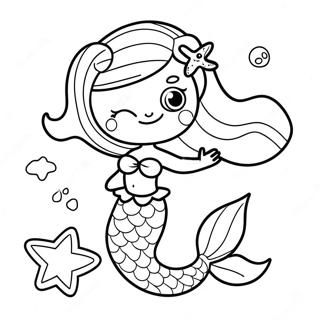 Cute Mermaid With Starfish Coloring Page 58304-46131