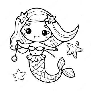 Cute Mermaid With Starfish Coloring Page 58304-46132