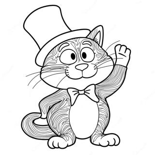 Whimsical Cat In The Hat Coloring Page 58344-46161