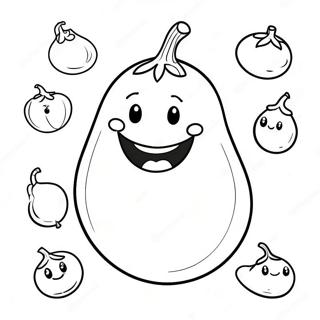 Funny Eggplant With A Smile Coloring Page 58434-46232