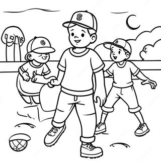 Sandlot Kids Playing Baseball Coloring Page 58493-46271