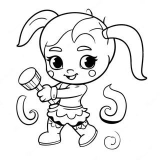 Cute Harley Quinn With A Mallet Coloring Page 58504-46275