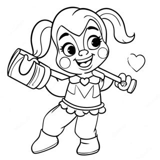 Cute Harley Quinn With A Mallet Coloring Page 58504-46276