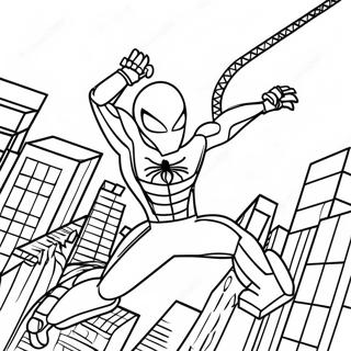 Lego Iron Spider Swinging Through City Coloring Page 58524-46301