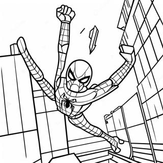 Lego Iron Spider Swinging Through City Coloring Page 58524-46302