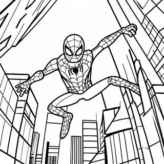 Lego Iron Spider Swinging Through City Coloring Page 58524-46304