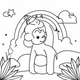 Cyan Rainbow Friends Coloring Pages