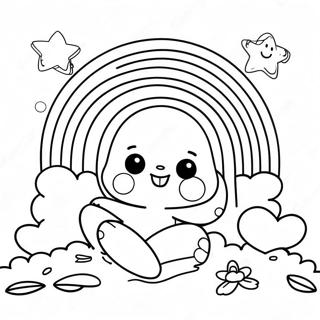 Cyan Rainbow Friends Coloring Pages