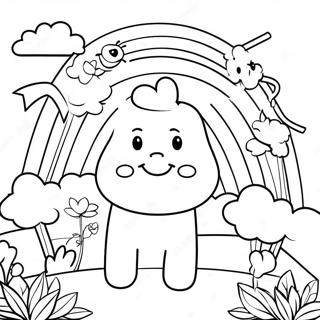 Happy Cyan Rainbow Friends Coloring Page 5861-4663