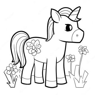 Cute Minecraft Horse With Flowers Coloring Page 58664-46432