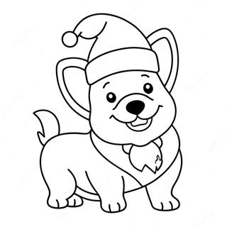 Christmas Corgi With Santa Hat Coloring Page 58673-46419