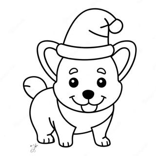 Christmas Corgi With Santa Hat Coloring Page 58673-46420