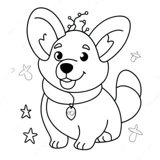 Festive Christmas Corgi With Lights Coloring Page 58674-46422