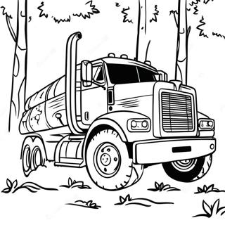 Big Logging Truck In Forest Coloring Page 58684-46438